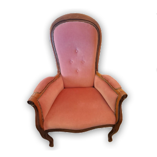 Fauteuil Voltaire vieux rose Articles Location Site Eure Lasam
